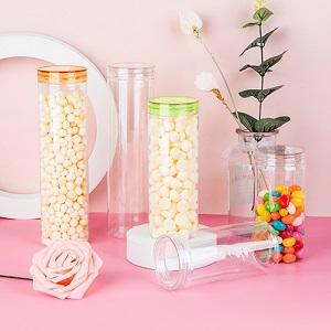 PET Clear Plastic Cylindrical Storage Jars PET Clear Plastic Cylindrical Storage Jars